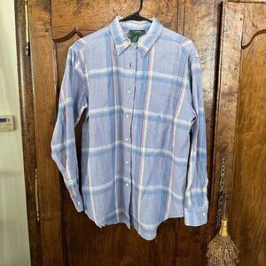 Lauren by Ralph Lauren Men's Plaid Linen Shirt - Medium
